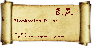 Blaskovics Piusz névjegykártya